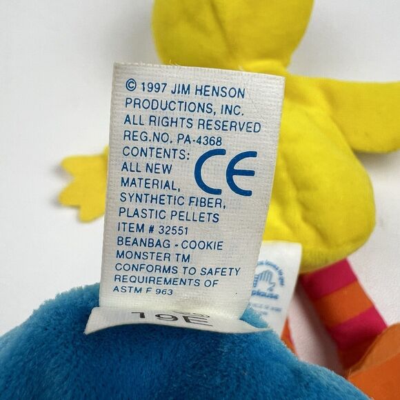 APPLAUSE Sesame Street Bean Bag Plush Big Bird Cookie Monster Lot VTG 90s 1997 - Picture 6 of 7